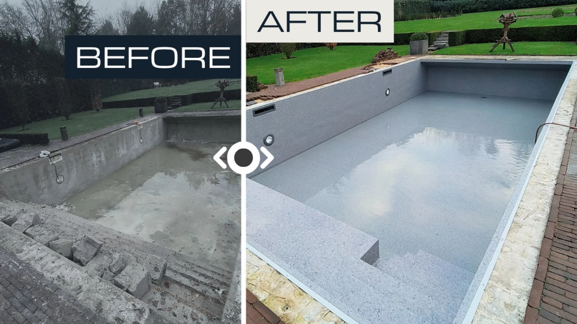 zwembad renovatie voor en na