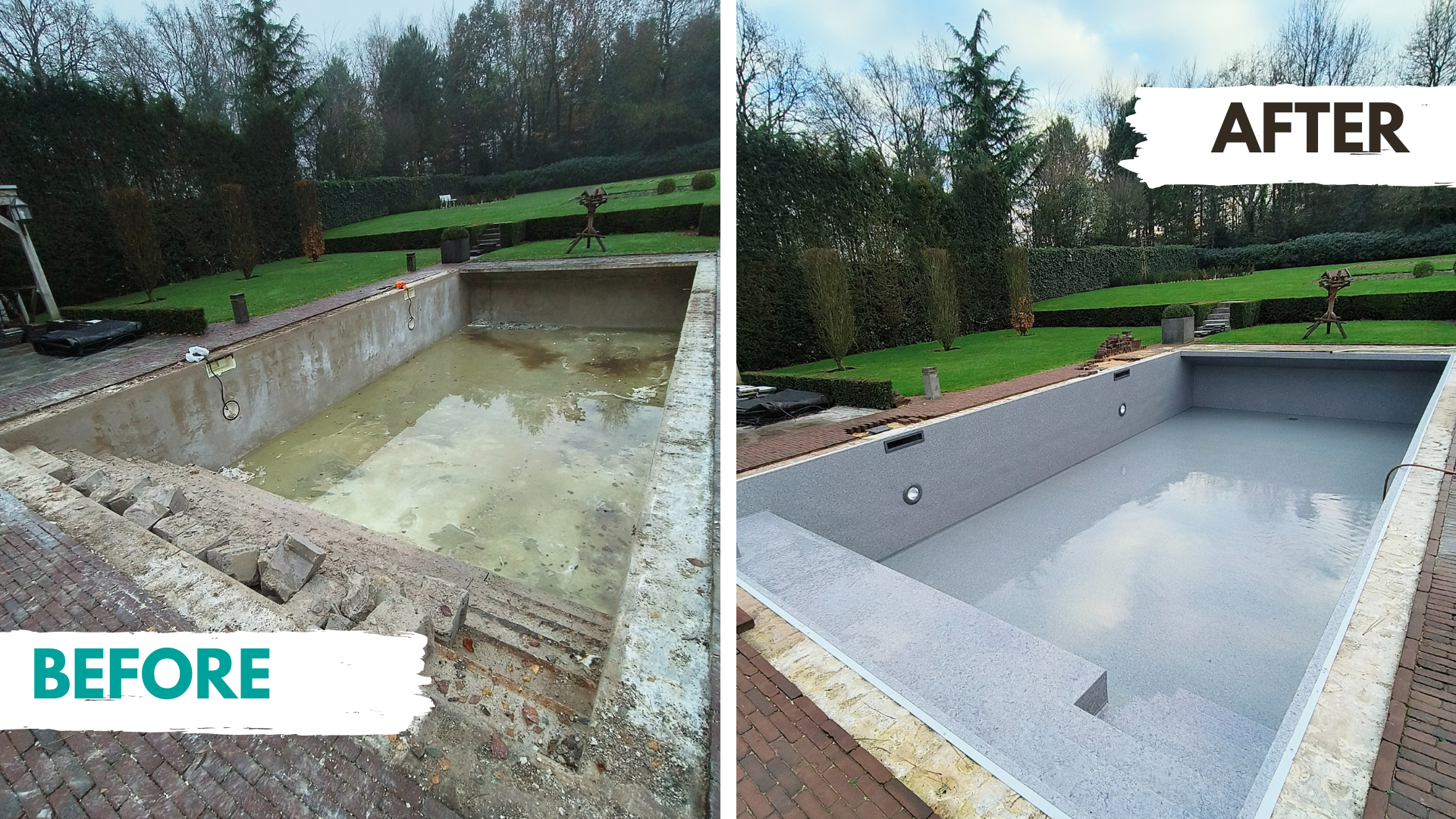 zwembad renovatie voor en na